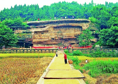 唐代釋迦牟尼涅槃圖，位于四川省安岳縣臥佛鎮(zhèn)臥佛院。