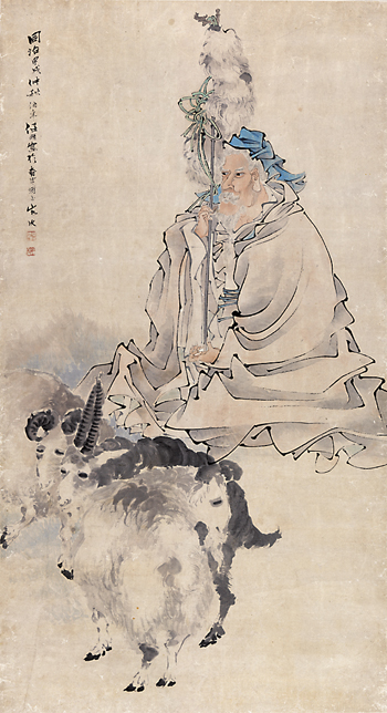蘇武牧羊圖軸（中國(guó)畫(huà)）　任伯年  清華大學(xué)藝術(shù)博物館藏