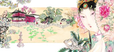 繪本《游園》內(nèi)頁插圖。受訪者供圖