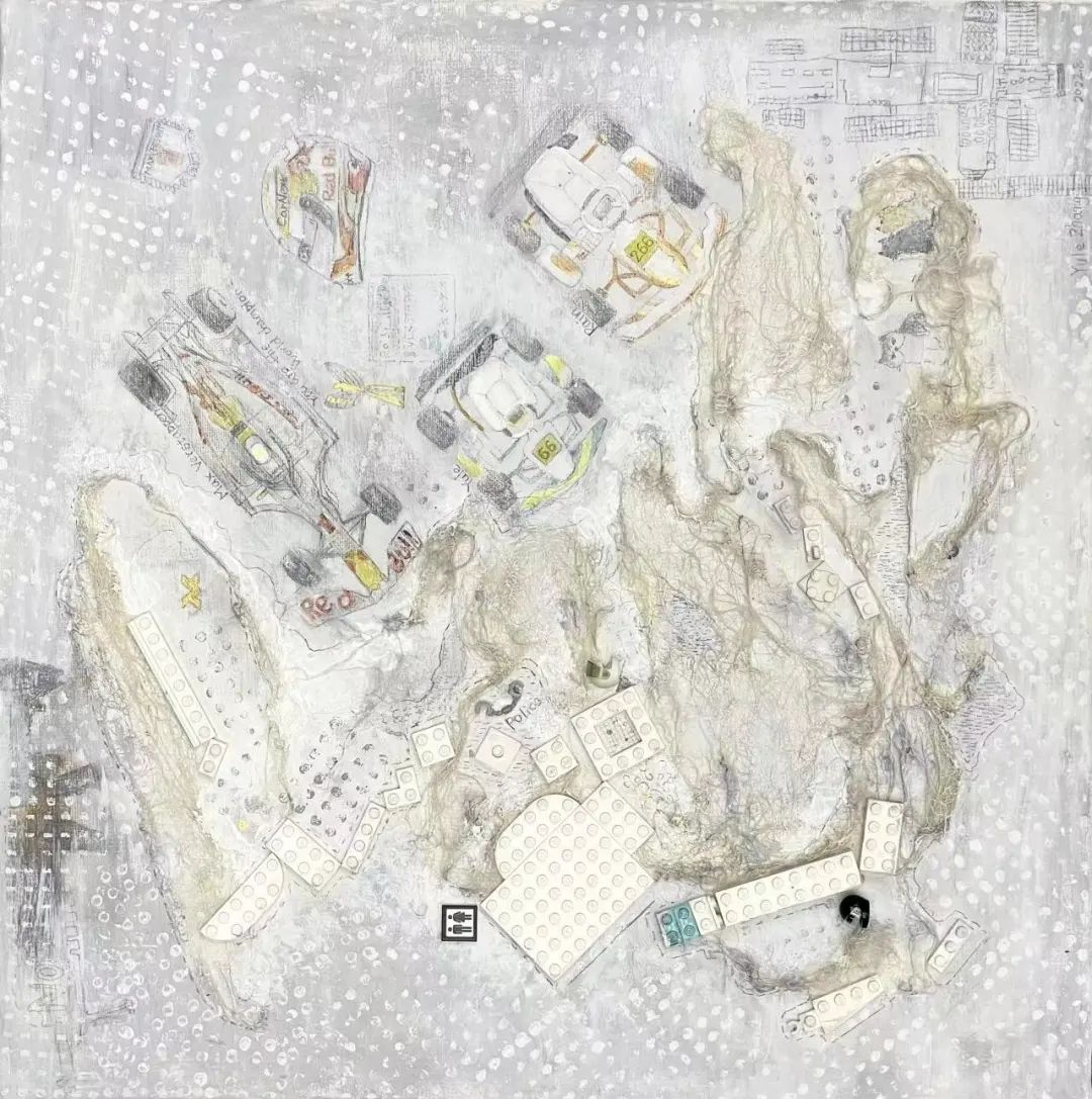 《我的世界》  作者：張容有 尺寸：50x50cm 材料：丙烯、色粉筆、綜合材料 創(chuàng)作年齡：9歲    最具藝術(shù)獎(jiǎng)