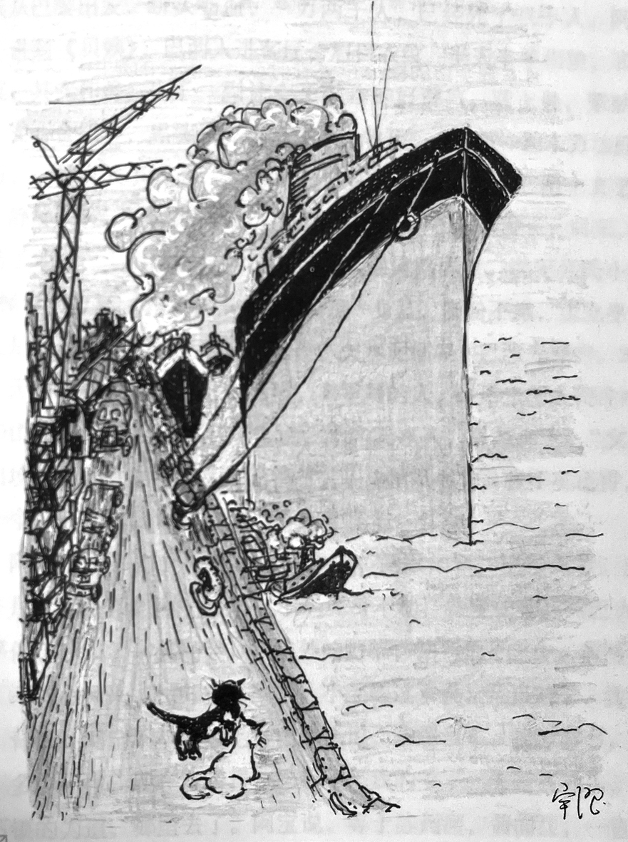 文中提到一動(dòng)不動(dòng)的江鷗，我始終找不準(zhǔn)位置，畫(huà)在哪里才好，最后，就這樣了
