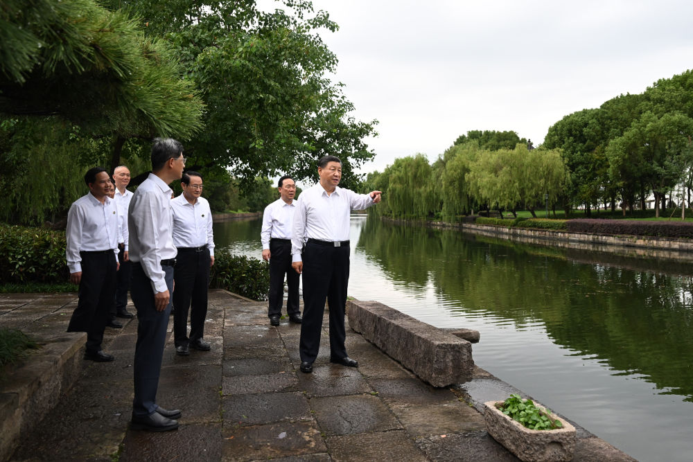 2023年9月20日下午，習(xí)近平在浙江省紹興市浙東運(yùn)河文化園考察。新華社記者 謝環(huán)馳 攝