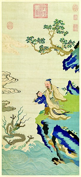 竹杖化龍圖 為明代緙絲作品。緙絲，又稱“刻絲”，是中國傳統(tǒng)絲綢藝術(shù)品中的精華。