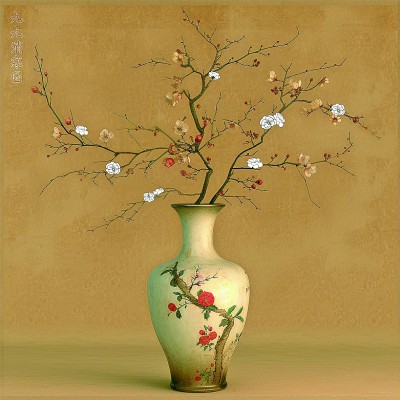 用AI繪畫(huà)工具制作的梅花“九九消寒圖”。制作：李世奇、孟揚(yáng)