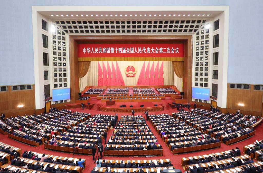 3月5日，第十四屆全國人民代表大會第二次會議在北京人民大會堂開幕。新華社記者 丁海濤 攝