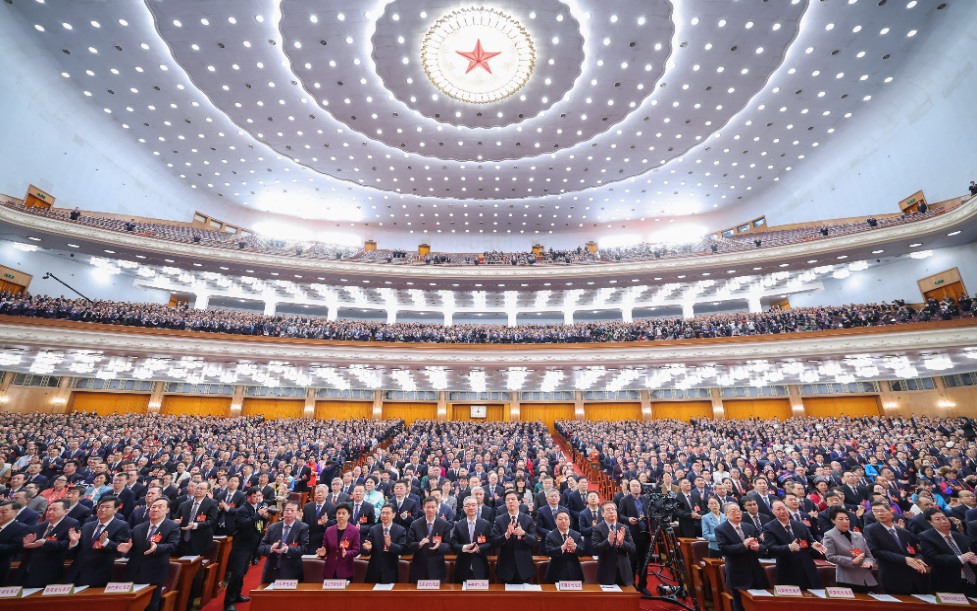 3月8日，十四屆全國人大二次會議在北京人民大會堂舉行第二次全體會議。新華社記者 丁海濤 攝