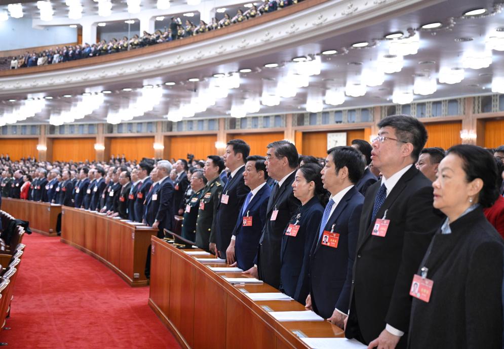 3月10日，中國人民政治協(xié)商會議第十四屆全國委員會第二次會議在北京人民大會堂舉行閉幕會。新華社記者 李學(xué)仁 攝