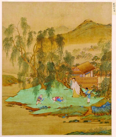 捉柳花圖（中國(guó)畫） 仇英