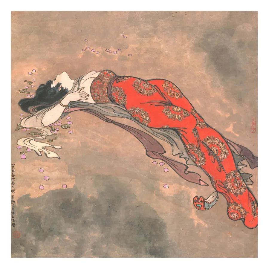 戴敦邦作品 《長恨歌》花鈿委地?zé)o人收，翠翹金雀玉搔頭。受訪者提供