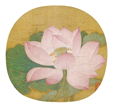 中國畫《出水芙蓉圖》，作者為南宋吳炳（傳）。  故宮博物院藏