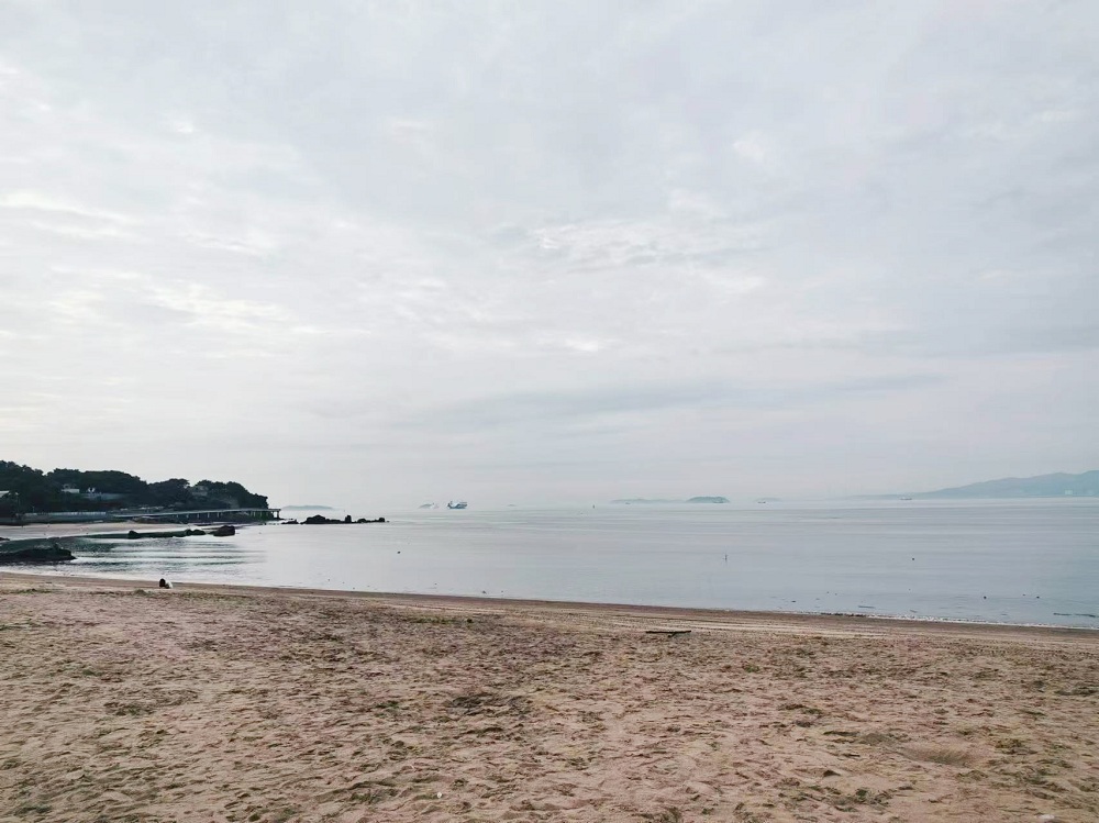 子塵喜歡在海邊走一走，這片海灘離他家很近，十分鐘左右就能