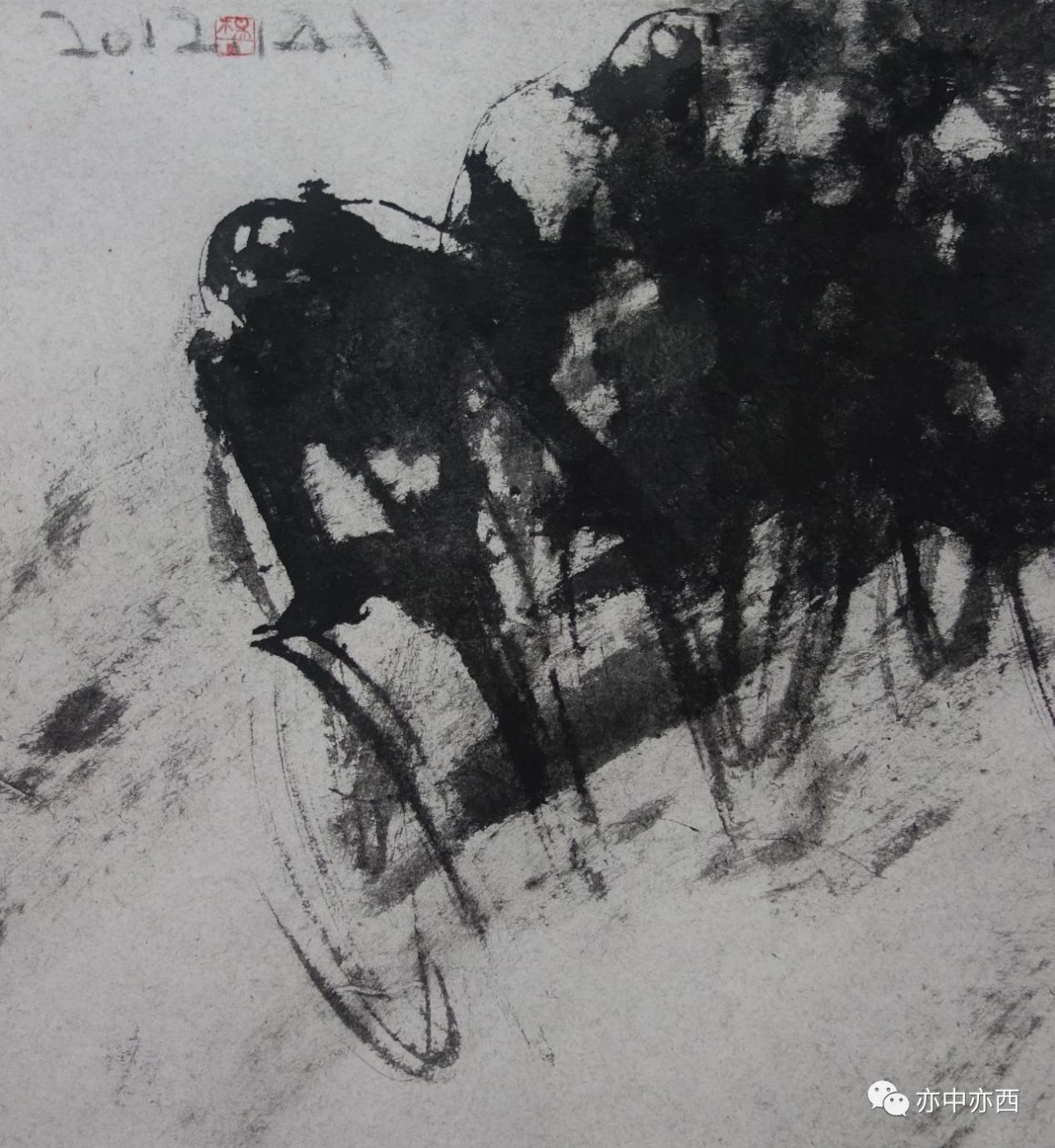 沖向終點，36X39CM,2012年，紙本水墨
