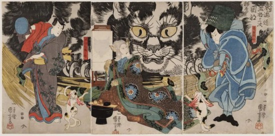 歌川國(guó)芳「見(jiàn)立東海道五十三次岡部貓石の由來(lái)」等，1847 ACCESSION NUMBER: 11.28742-4