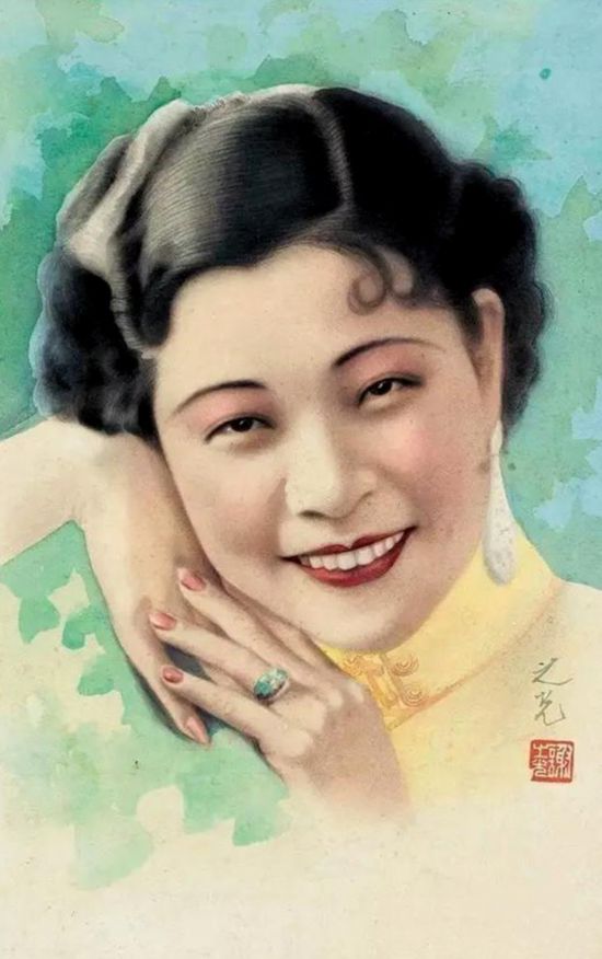 張信哲收藏的月份牌原作，謝之光以演員胡蝶為模特而創(chuàng)作的美女肖像
