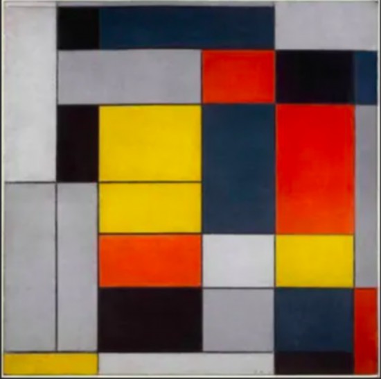 蒙德里安，《No.6/構成II》，1920年，布面油畫，英國泰特美術館藏（貝耶勒基金會展品）