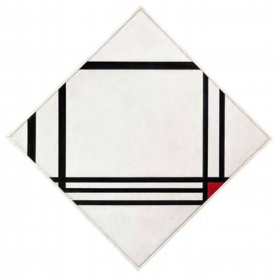 蒙德里安，《八條線紅色矩形的菱形構成》，1938年，布面油畫，貝耶勒基金會藏（貝耶勒基金會展品）